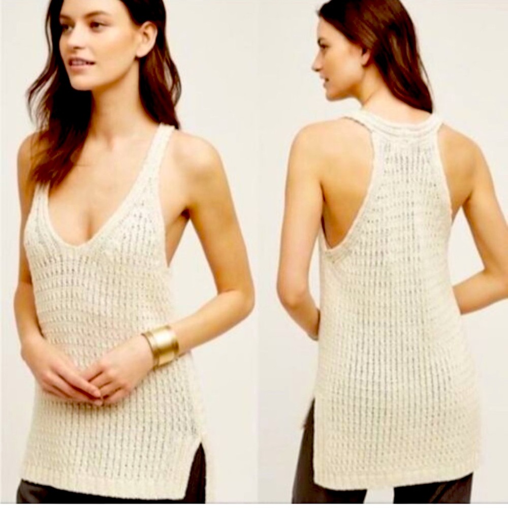 Anthropologie Moth cream sleeveless sweater tank M